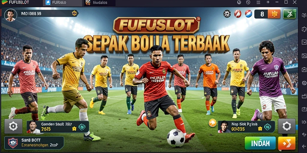 Screenshot gameplay FUFUSLOT menampilkan aksi sepak bola yang dinamis dan grafis yang menawan.