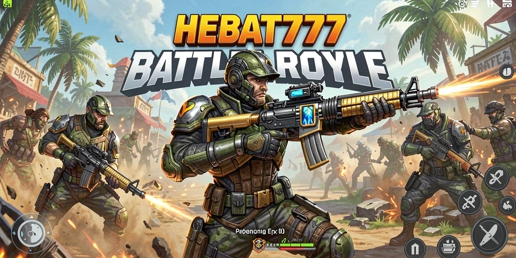 Tangkapan layar HEBAT777 menampilkan laga sengit di mode Battle Royale.