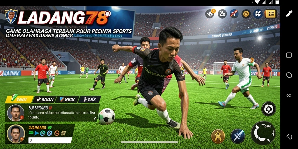 Screenshot utama <strong>LADANG78</strong> menampilkan aksi penuh di lapangan olahraga.