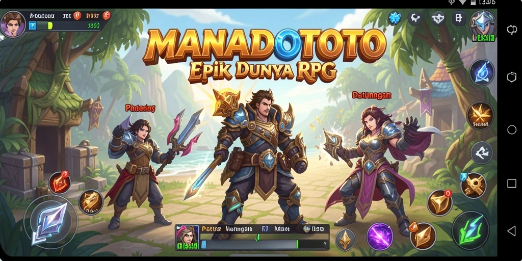 Screenshot gameplay MANADOTOTO menampilkan aksi seru dalam pertarungan RPG.