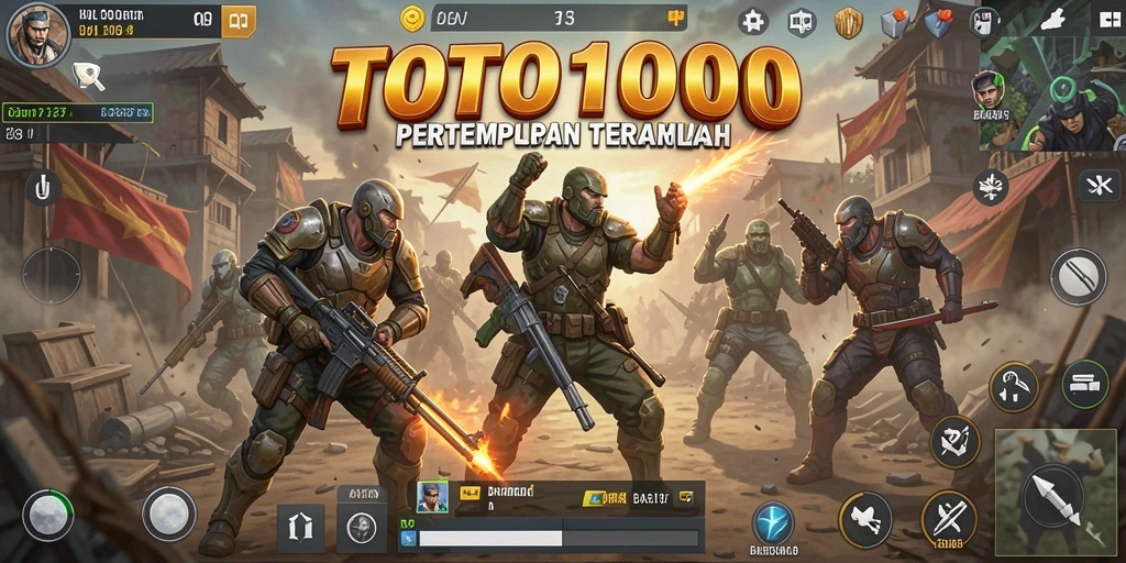 Screenshot TOTO1000 menunjukkan aksi seru dan strategi di medan perang Battle Royale.