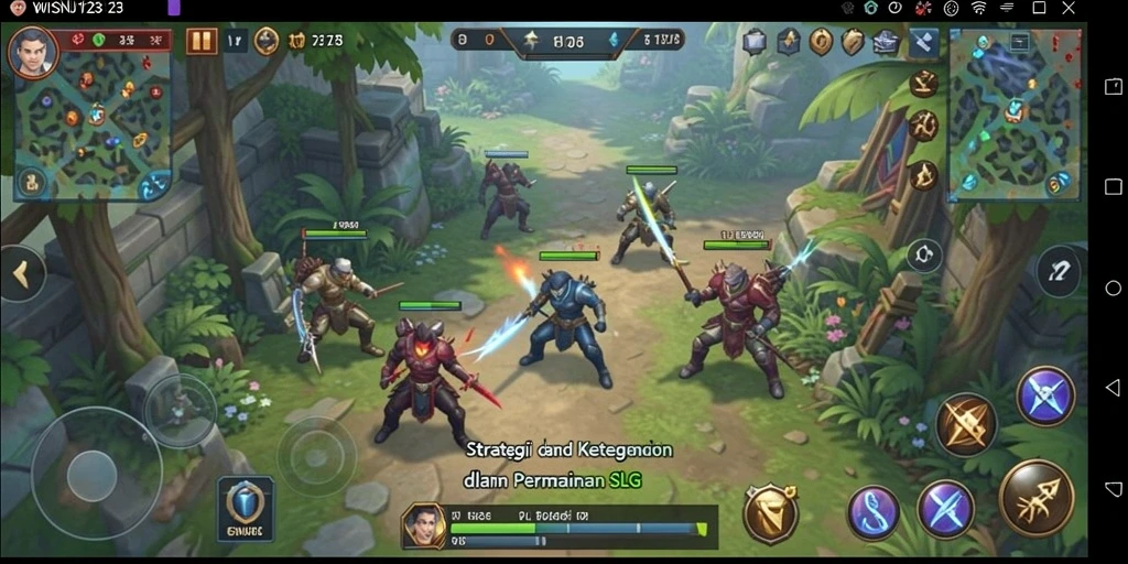 Menampilkan aksi pertempuran seru dalam gameplay WISNU123.