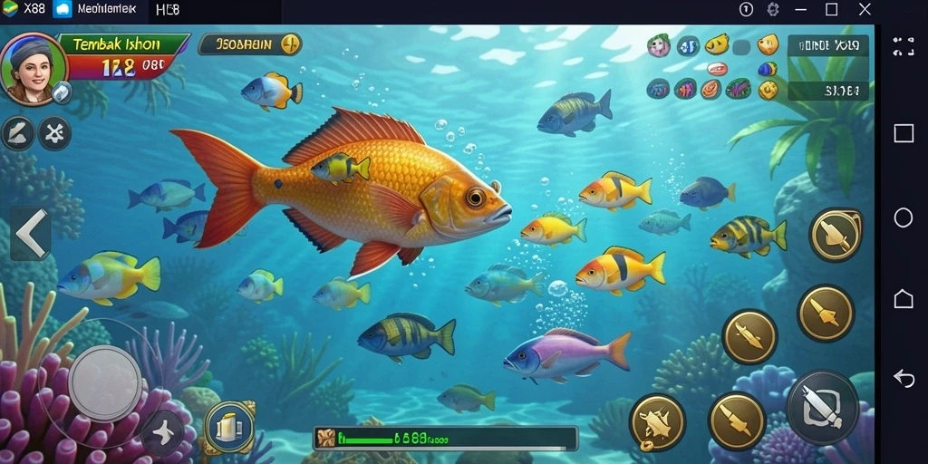 Tampilan gameplay seru X88 saat berburu ikan.